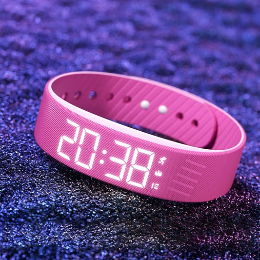 LED Digital Alarm Clock with Adjustable Snooze + Pedometer Bracelet